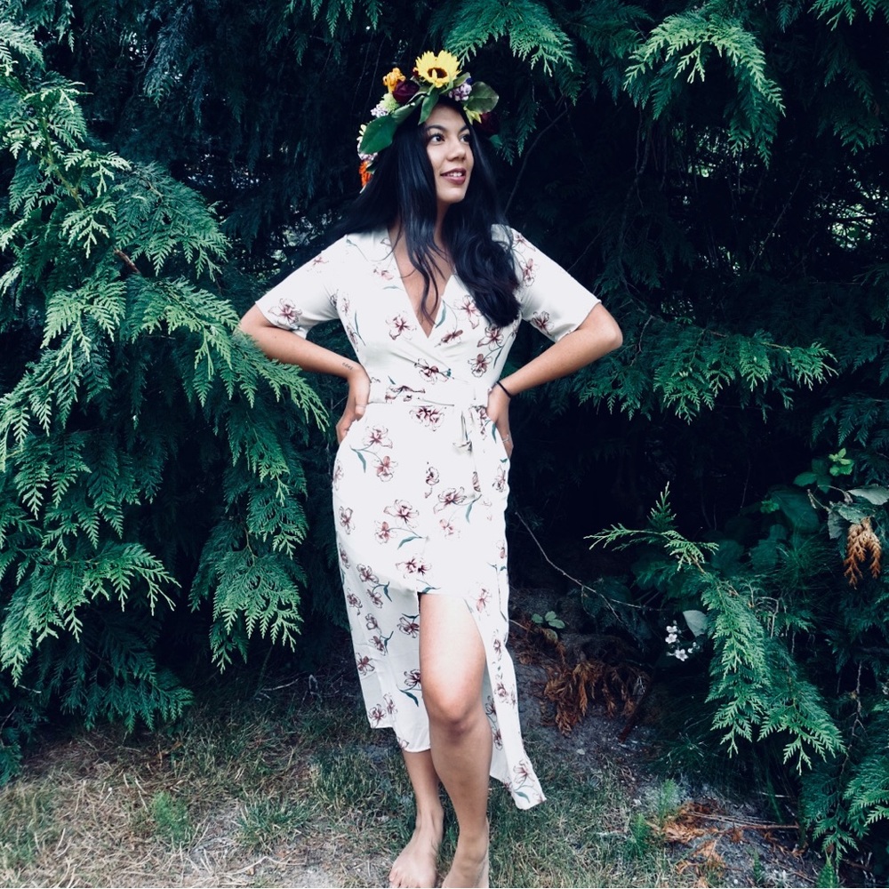 Cream flower dress